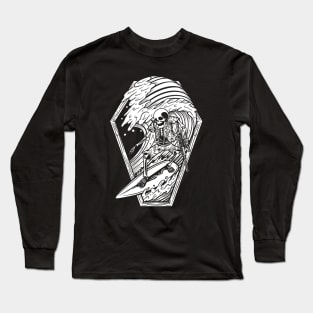 Skeleton Skull Surfing On The Wave Long Sleeve T-Shirt